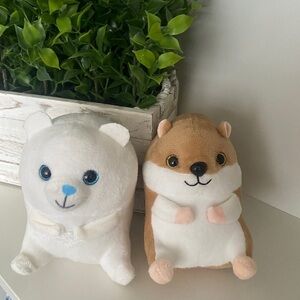 NANCO Silver & White and Tan & White Plush HAMSTER Stuffed Animal Soft Cuddly